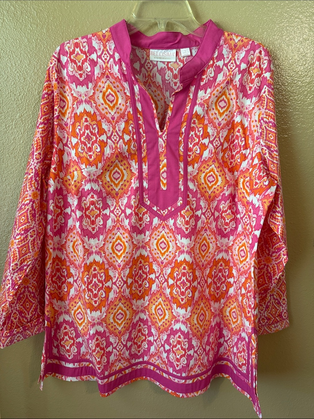 Belle by Kim Gravel Pink and Orange Printed Tunic Top